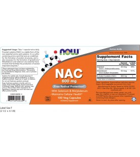 NOW Supplements, NAC (N-Acetyl Cysteine) 600 mg, 100 Veg 