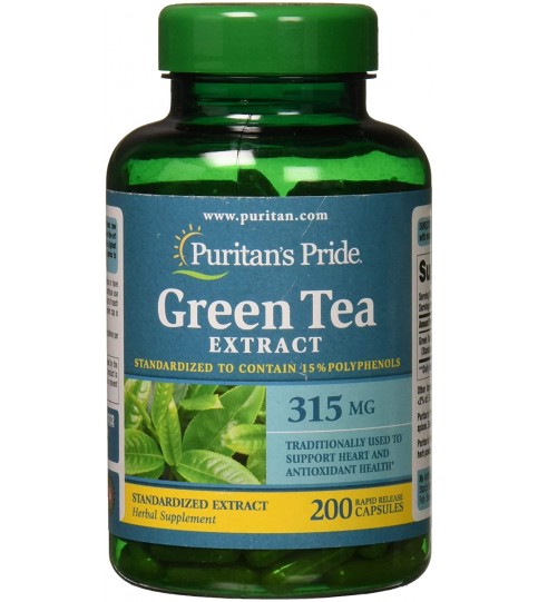 Puritans Pride Green Tea Standardized Extract 315 Mg Capsules, 200 Count