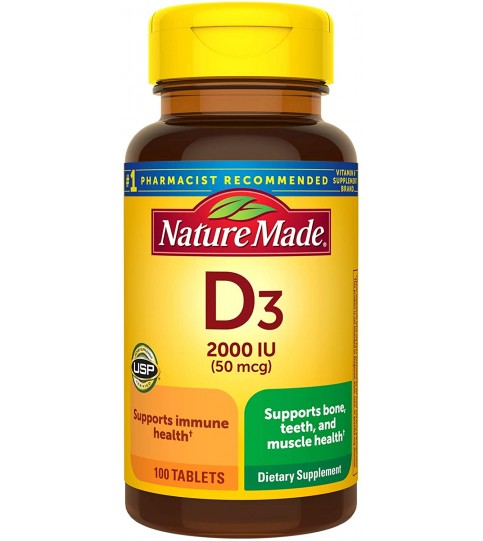 Nature Made Vitamin D3 2000 IU (50 mcg) Tablets, 100 Count