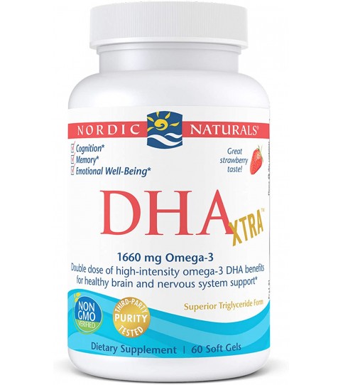 Nordic Naturals DHA Xtra, Strawberry - 60 Soft Gels - 1660 mg