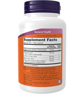 NOW Supplements, Hyaluronic Acid, Double Strength 100 mg, 120 Veg Capsules