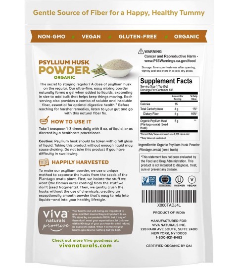 Organic Psyllium Husk Powder, 24 oz