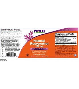 NOW Supplements, Natural Resveratrol 200 mg, 120 Veg Capsules