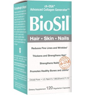 BioSil by Natural Factors, Hair, Skin, Nails, 120 capsules