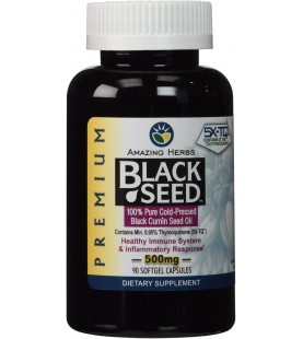 Amazing Herbs Black Seed Oil 90 Softgel Capsules, 500 mg