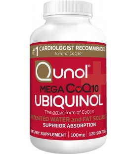 Qunol Mega Ubiquinol CoQ10 100mg, 120 Count Softgels