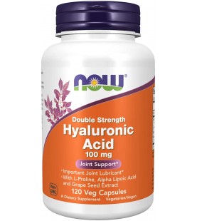 NOW Supplements, Hyaluronic Acid, Double Strength 100 mg, 120 Veg Capsules