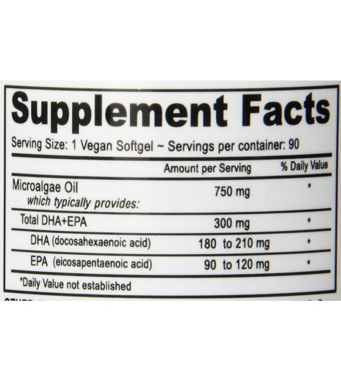 Deva Nutrition Vegan DHA-EPA Nutritional Supplement Softgel, 300 mg, 90 Count