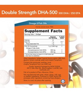 NOW Supplements, DHA-500 with 250 EPA, 180 Softgels