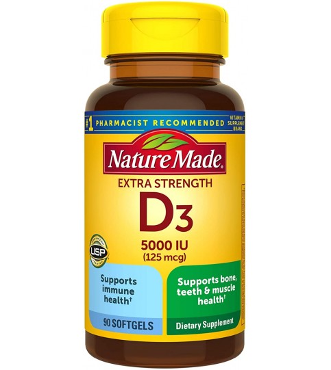 Nature Made Extra Strength Vitamin D3 5000 IU (125 mcg), 90 Count