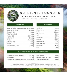 Pure Hawaiian Spirulina-500 mg Tablets 100 Count