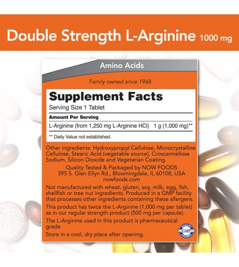 NOW Foods Supplements, L-Arginine 1,000 mg, 120 Tablets