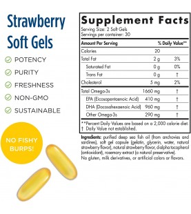 Nordic Naturals DHA Xtra, Strawberry - 60 Soft Gels - 1660 mg