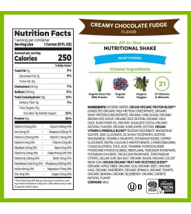 Orgain Organic Nutritional Shake, Creamy Chocolate Fudge - 16g Protein, 11 Ounce, 12 Count 