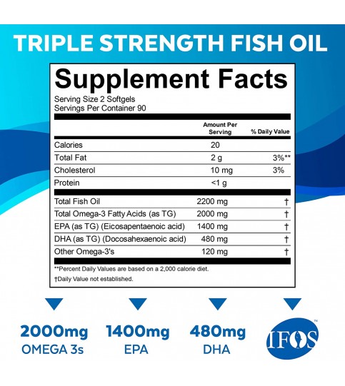 Omega 3 Fish Oil - Omega 3 Supplement, 180 capsules