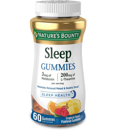 Melatonin by Nature's Bounty, 100% Drug Free Sleep Aid, 60 Gummies