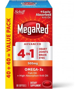 Omega-3 Fish Oil + High Absorption Krill Oil 500mg - 80 count