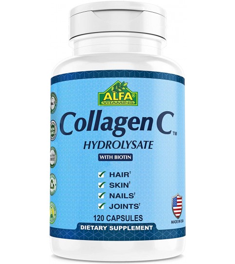 Premium Collagen Hydrolysate By Alfa Vitamins - 120 Capsules