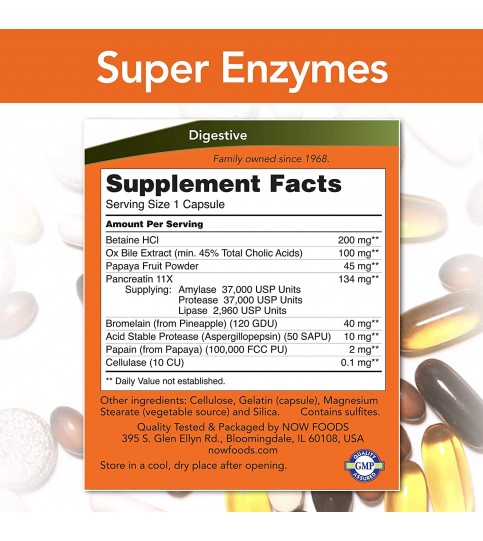 NOW Foods Supplements, Super Enzymes, 180 Capsules