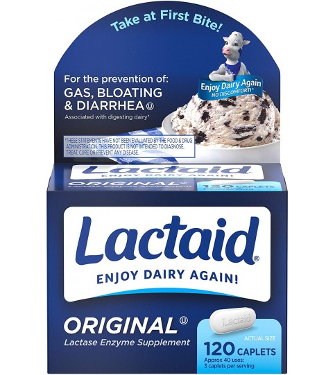 Lactaid Original Strength Lactose Intolerance Relief Caplets, 120 ct