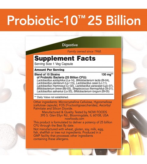 NOW Supplements, Probiotic-10™, 25 Billion, 30 Veg Capsules