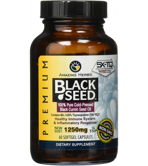 Amazing Herbs Premium Black Seed Oil Soft-Gels, 60 Count