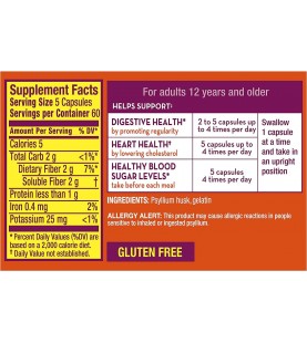 Metamucil Fiber, 300 Capsules, 3-in-1 Psyllium Husk Supplement