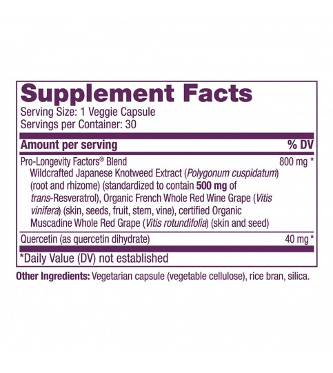 Reserveage, Resveratrol 500 mg, Antioxidant Supplement, 30 capsules