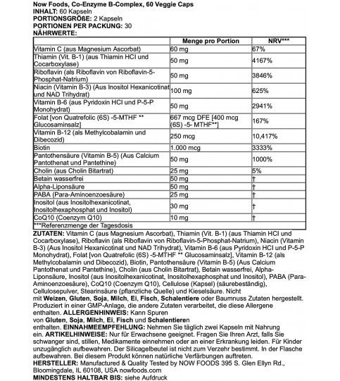 NOW Supplements, Co-Enzyme B Complex, 60 Veg Capsules