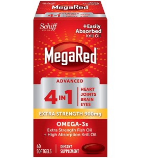 Omega-3 Fish & Krill Oil Supplement 900mg - MegaRed Advanced 4in1, 60 softgels