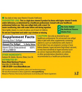 Nature Made Extra Strength Vitamin D3 5000 IU Softgels (125 mcg), 360 Count