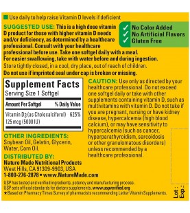 Nature Made Extra Strength Vitamin D3 5000 IU (125 mcg), 90 Count