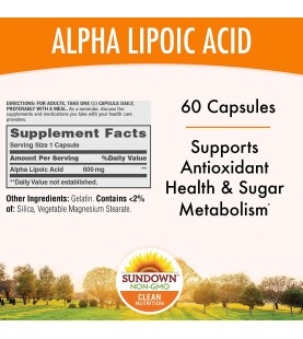 Sundown Super Alpha Lipoic Acid 600 mg, 60 Capsules