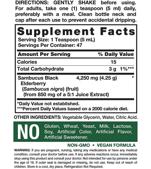 Nature's Truth Sambucus Black Elderberry Ext, 8 Fl Ounce