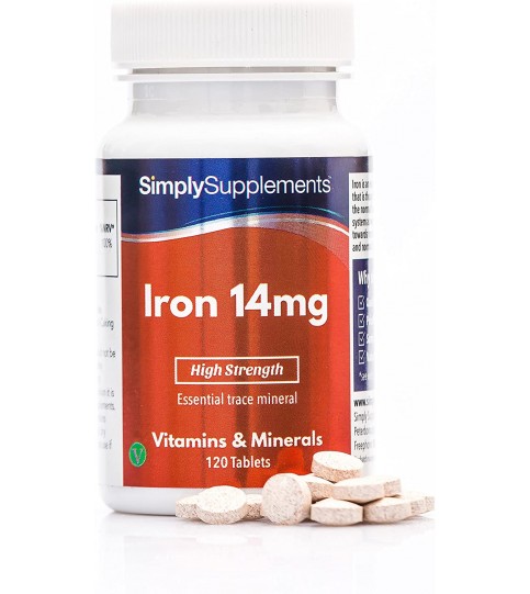 SimplySupplements, Iron Tablets 14mg, 120 Tablets