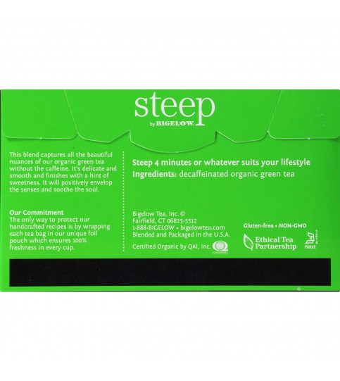 Bigelow Steep Organic Pure Green Decaffeinated Tea (6x20 BAG )