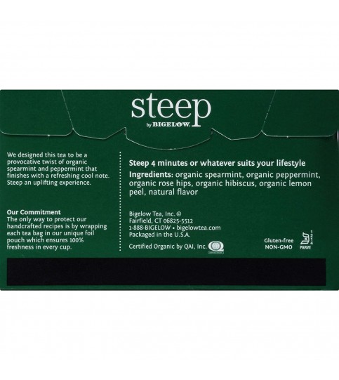 Bigelow Steep Organic Mint Herbal Tea Caffeine Free (6x20 BAG )