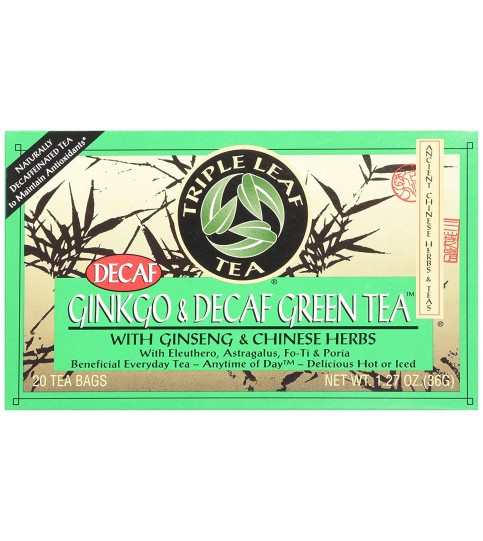 Triple Leaf Tea Ginkgo and Green Tea Decaffeinated (6x20 Tea Bags)