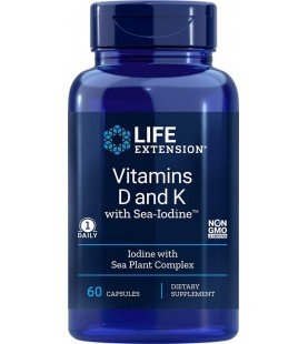 Life Extension Vitamin D and K with Sea-Iodine, 60 Capsules