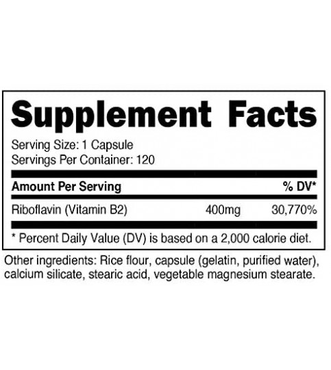 Nutricost Vitamin B2 (Riboflavin) 400mg, 120 Capsules