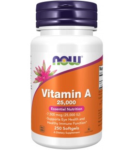 NOW Supplements, Vitamin A (Fish Liver Oil) 25,000 IU, 250 Softgels