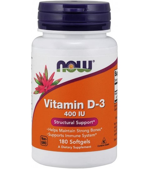 NOW Supplements, Vitamin D-3 400 IU, 180 Softgels