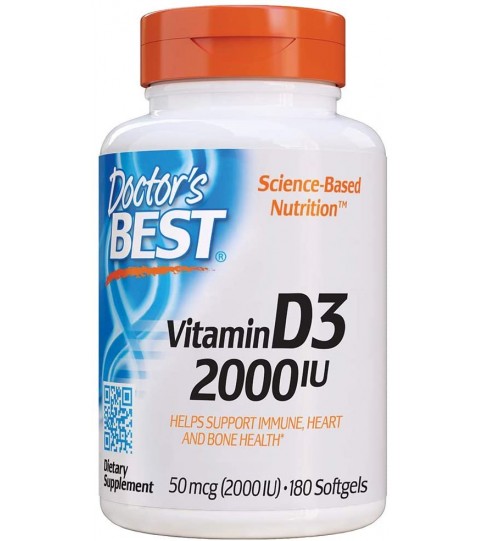 Doctor's Best Vitamin D3 2, 000 IU, Healthy Bones, 180 Count