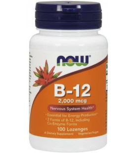 NOW Supplements, B-12 2,000 mcg, Energy Production, Nervous System Health, 100 Lozenges