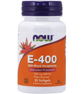 NOW Supplements, Vitamin E-400 IU Mixed Tocopherols, 50 Softgels