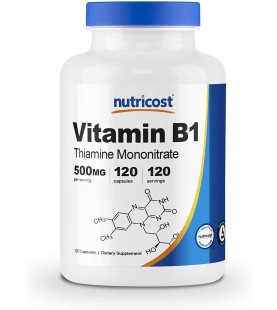 Nutricost Vitamin B1 (Thiamine) 500mg, 120 Capsules