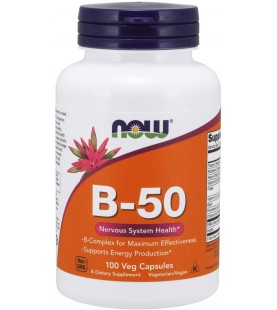 NOW Supplements, Vitamin B-50 mg, Nervous System Health, 100 Veg Capsules