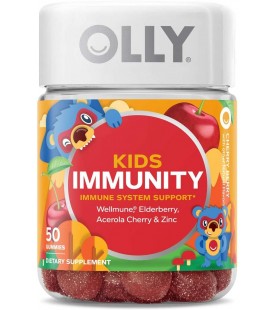 OLLY Kids Immunity Gummy, Wellmune, Elderberry, 50 Count