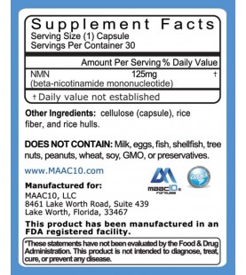 MAAC10 NMN Nicotinamide Mononucleotide Supplement - 30 Count