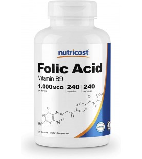 Nutricost Folic Acid (Vitamin B9) 1000 mcg, 240 Capsules